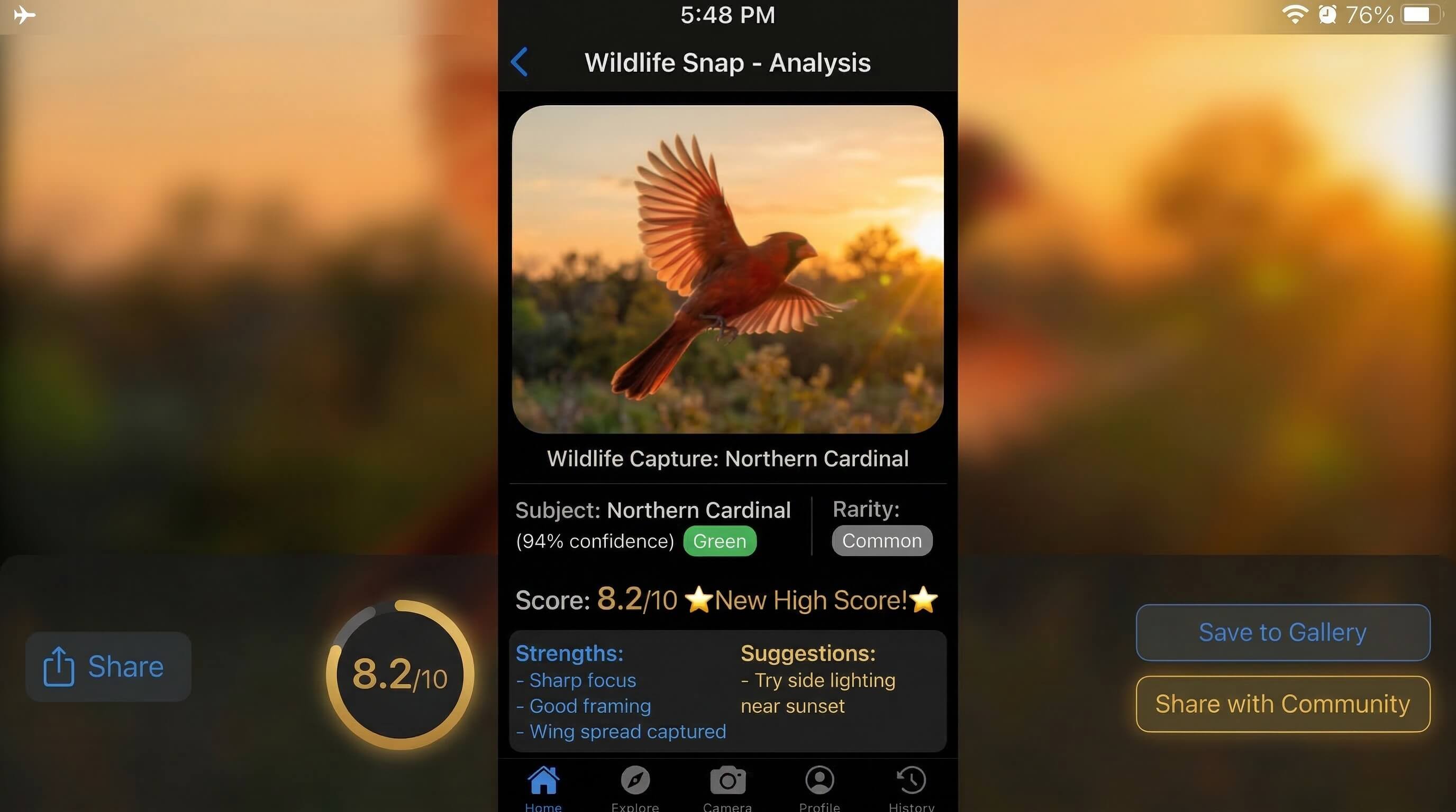 Photo scoring interface